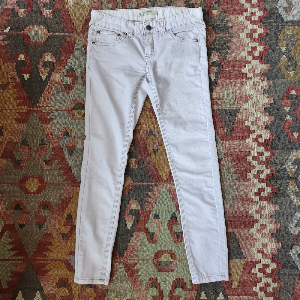 Free People Mid Rise Skinny Jeans Stone White Size 26